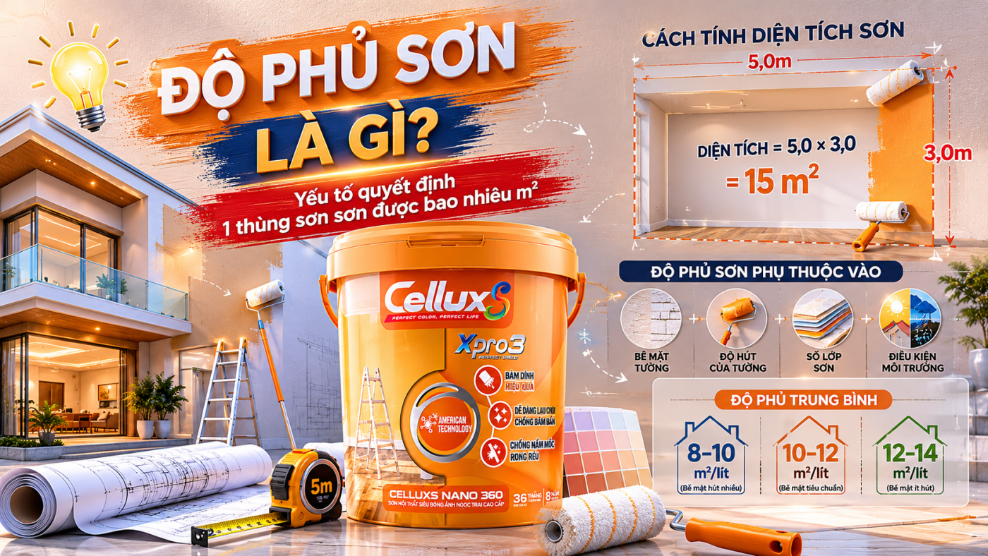 Độ phủ sơn là gì? 1 lít phủ được bao nhiêu m2